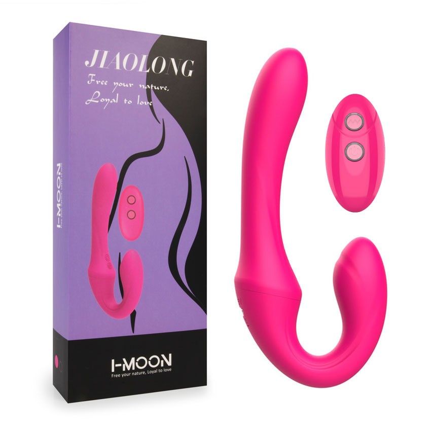 Розовый вибратор с клиторальным отростком и пультом ДУ- 19,6 см. - I-MOON