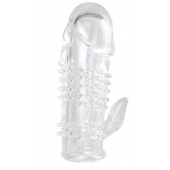 Прозрачная гелевая насадка с шипами и клиторальным отростком - 13 см. - Toyfa Basic - в Коломне купить с доставкой
