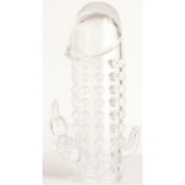 Гелевая прозрачная насадка с 2 отростками - 13 см. - Toyfa Basic - в Коломне купить с доставкой