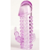 Закрытая фиолетовая насадка с 2 отростками - 13 см. - Toyfa Basic - в Коломне купить с доставкой