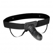 Чёрный полый страпон с вибрацией Unisex Vibrating Hollow Strap-On - 14 см. - Lux Fetish - купить с доставкой в Коломне