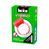Розовое эрекционное виброкольцо Luxe VIBRO  Поцелуй стриптизёрши  + презерватив - Luxe - в Коломне купить с доставкой