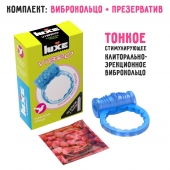 Голубое эрекционное виброкольцо Luxe VIBRO  Райская птица  + презерватив - Luxe - в Коломне купить с доставкой