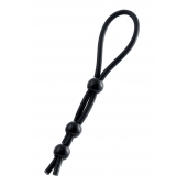 Черное лассо на пенис с тремя бусинами - A-toys - в Коломне купить с доставкой