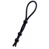 Черное лассо на пенис с тремя бусинами - A-toys - в Коломне купить с доставкой