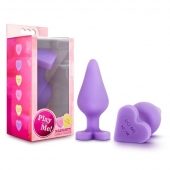 Фиолетовая анальная пробка Naughty Candy Heart Do Me Now - 8,9 см. - Blush Novelties - купить с доставкой в Коломне