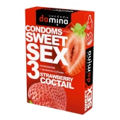 Презервативы для орального секса DOMINO Sweet Sex с ароматом клубничного коктейля  - 3 шт. - Domino - купить с доставкой в Коломне