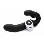 Черный безремневой страпон Urge Silicone Strap On с пультом ДУ - 24 см. - XR Brands - купить с доставкой в Коломне