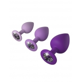Набор из 3 фиолетовых анальных пробок со стразами Little Gems Trainer Set - Pipedream - купить с доставкой в Коломне