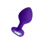 Фиолетовая анальная втулка Diamond Heart с прозрачным кристаллом - 8 см. - ToyFa - купить с доставкой в Коломне