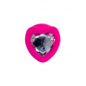 Розовая анальная втулка Diamond Heart с прозрачным кристаллом - 9,5 см. - ToyFa - купить с доставкой в Коломне