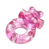 Розовое эрекционное виброкольцо на пенис Pink Bear - Baile - в Коломне купить с доставкой