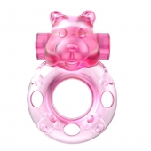 Розовое эрекционное виброкольцо на пенис Pink Bear - Baile - в Коломне купить с доставкой