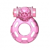 Розовое эрекционное кольцо с вибрацией Pink Bear - Baile - в Коломне купить с доставкой