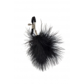 Зажимы на соски с черным пухом Euphoric - Lola Games - купить с доставкой в Коломне