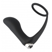 Черное эрекционное кольцо с анальной вибропробкой Vibrating Ring   Plug - Orion - в Коломне купить с доставкой