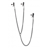 Черные зажимы на соски и клитор на цепочке DELUXE NIPPLE   CLIT CLAMPS - Dream Toys - купить с доставкой в Коломне