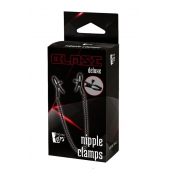 Черные зажимы на соски на цепочке BLAZE DELUXE NIPPLE CLAMPS - Dream Toys - купить с доставкой в Коломне