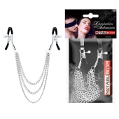 Оригинальные зажимы на соски с тройной цепочкой - Notabu - купить с доставкой в Коломне