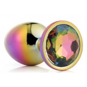 Голографическая анальная втулка с радужным кристаллом - 7,1 см. - Dream Toys - купить с доставкой в Коломне