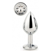 Серебристая анальная втулка с прозрачным кристаллом - 7,1 см. - Dream Toys - купить с доставкой в Коломне