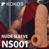 Телесная открытая насадка-реалистик с подхватом мошонки Nude Sleeve M - 12 см. - KOKOS - в Коломне купить с доставкой