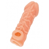 Телесная закрытая насадка с венками Cock Sleeve Size S - 13,8 см. - KOKOS - в Коломне купить с доставкой