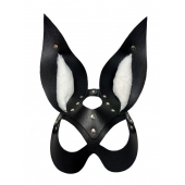 Черная маска зайки с белым мехом на ушках Miss Bunny - БДСМ Арсенал - купить с доставкой в Коломне