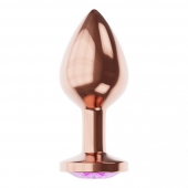 Пробка цвета розового золота с фиолетовым кристаллом Diamond Amethyst Shine S - 7,2 см. - Lola Games - купить с доставкой в Коломне