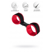 Красно-черные велюровые наручники Anonymo - ToyFa - купить с доставкой в Коломне