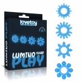 Набор из 4 голубых, светящихся в темноте эрекционных колец Lumino Play - Lovetoy - в Коломне купить с доставкой