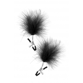 Зажимы на соски с черными пуховыми кисточками Sweet Caress Feather Nipple Clumps - Sweet Caress - купить с доставкой в Коломне