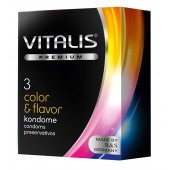 Цветные ароматизированные презервативы VITALIS PREMIUM color   flavor - 3 шт. - Vitalis - купить с доставкой в Коломне