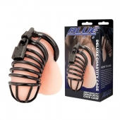 Черная металлическая клетка с замком Deluxe Chastity Cage - BlueLine - купить с доставкой в Коломне