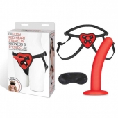 Красный поясной фаллоимитатор Red Heart Strap on Harness   5in Dildo Set - 12,25 см. - Lux Fetish - купить с доставкой в Коломне