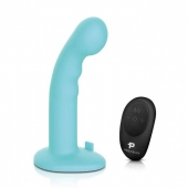 Голубая изогнутая насадка 6in Remote Control Ripple P-Spot G-Spot на черных трусиках - 16 см. - Pegasus - купить с доставкой в Коломне