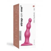 Розовая насадка Strap-On-Me Dildo Plug Beads size S - Strap-on-me - купить с доставкой в Коломне