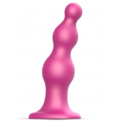 Розовая насадка Strap-On-Me Dildo Plug Beads size S - Strap-on-me - купить с доставкой в Коломне