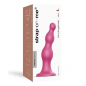 Розовая насадка Strap-On-Me Dildo Plug Beads size L - Strap-on-me - купить с доставкой в Коломне