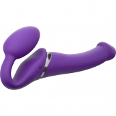 Фиолетовый безремневой вибрострапон Vibrating Bendable Strap-On - size L - Strap-on-me - купить с доставкой в Коломне