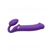 Фиолетовый безремневой вибрострапон Silicone Bendable Strap-On - size XL - Strap-on-me - купить с доставкой в Коломне