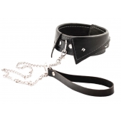 Черный ошейник-воротничок с металлическим поводком - Crazy Handmade - купить с доставкой в Коломне