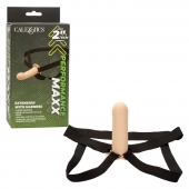 Телесный фаллопротез из силикона Extension with Harness - 15,75 см. - California Exotic Novelties - купить с доставкой в Коломне