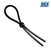 Черное силиконовое лассо с шариком для утяжки - Sex Expert - в Коломне купить с доставкой