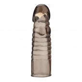 Дымчатая насадка-удлинитель Ribbed Realistic Penis Enhancing Sleeve Extension - 15,2 см. - BlueLine - в Коломне купить с доставкой