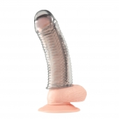 Текстурированная насадка на пенис Clear Textured Penis Enhancing Sleeve Extension - 16,5 см. - BlueLine - в Коломне купить с доставкой