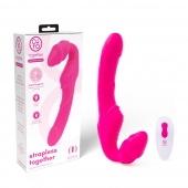 Розовый безремневой страпон на радиоуправлении Strapless Together - 22 см. - Together Toy - купить с доставкой в Коломне