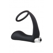 Черное эрекционное кольцо с вибропробкой Vibrating Anal Plug With Cockring - Dream Toys - в Коломне купить с доставкой
