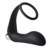 Черное эрекционное кольцо с вибропробкой Vibrating Anal Plug With Cockring - Dream Toys - в Коломне купить с доставкой