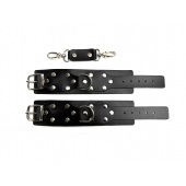 Черные кожаные наручники Sex Game - БДСМ Арсенал - купить с доставкой в Коломне